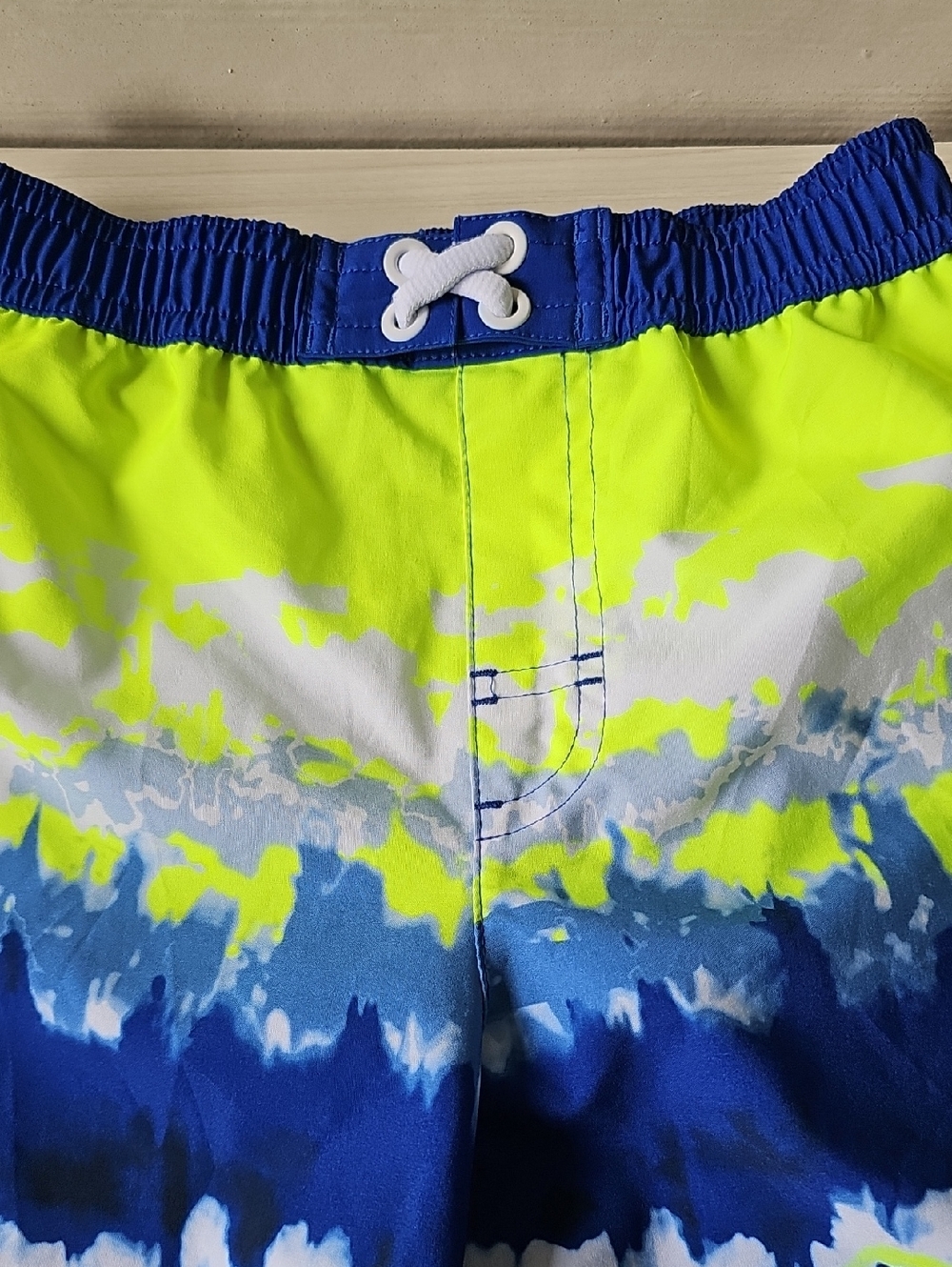 Boys Neon Lime & Blue Swim Trunks - Picture 3 of 5